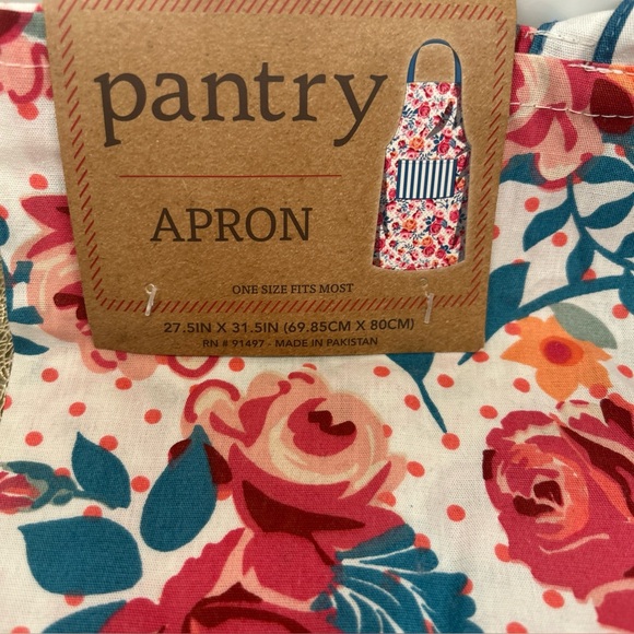Greensource Pantry Apron W/ Pocket 100% Cotton Twill Weave Floral Cottage Trad - Picture 2 of 7